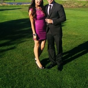 Purple Cocktail Dress with Light Yellow Crystals